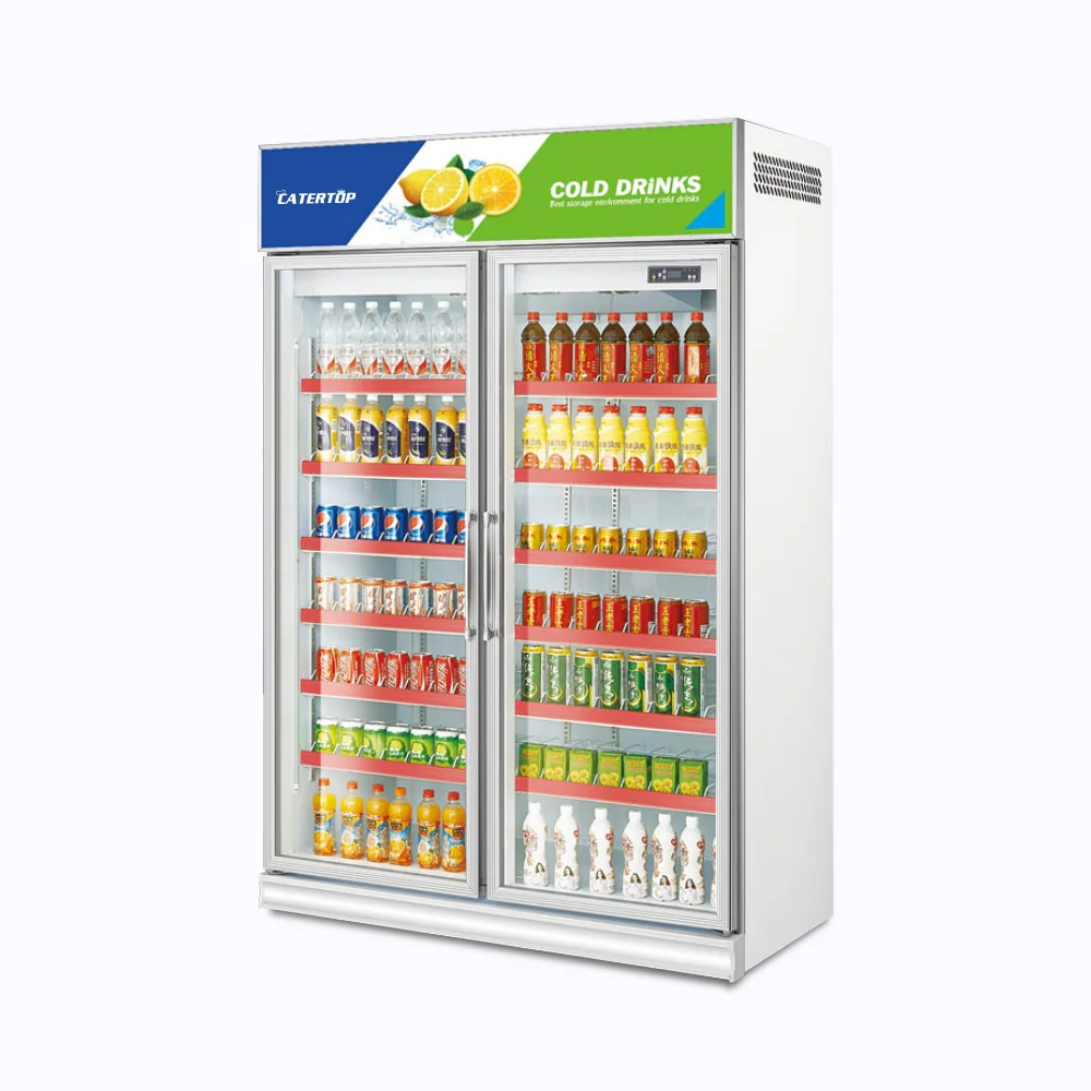 Catertop 1400mm Double Swing Glass Door Fan Cooling Commercial Merchandising Refrigerator with LED Light CT-SG12L2F