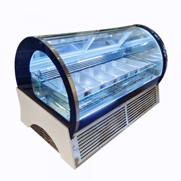 6 x GN Pan Countertop Curved Glass Ice Cream Display Showcase Freezer CATERTOP CT-ICS1200 Side